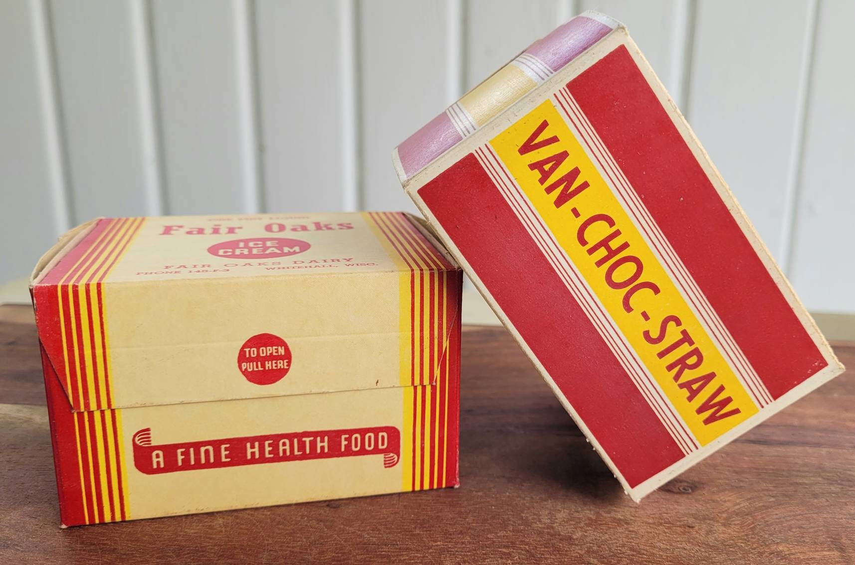 Pair of Cute Vintage ICE CREAM BOXES 1940s