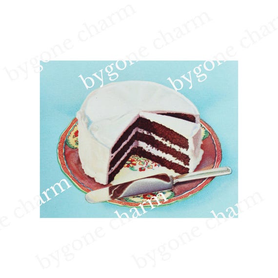 Vintage Chocolate Layer Cake, Birthday Cake, DIY Clip Art, Vintage Printable Download