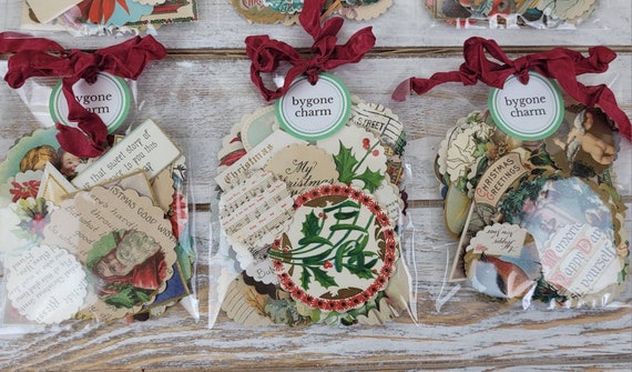 Antique CHRISTMAS EPHEMERA Decorative Roundies Made from Antique Christmas Postcards - 40+ Pieces