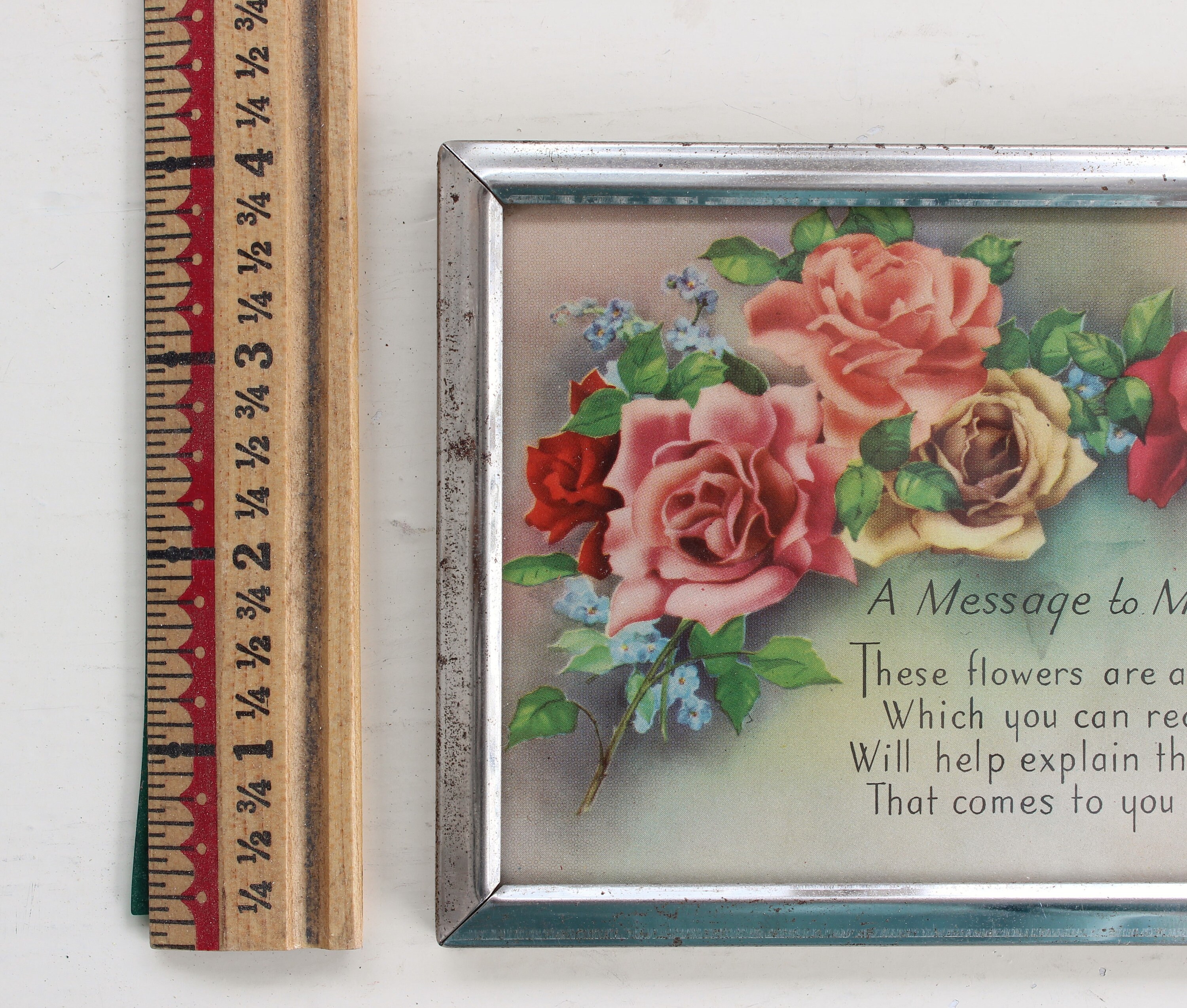 Lovely Vintage MOTHER Poem Print in Tarnished Silver Frame (1940's