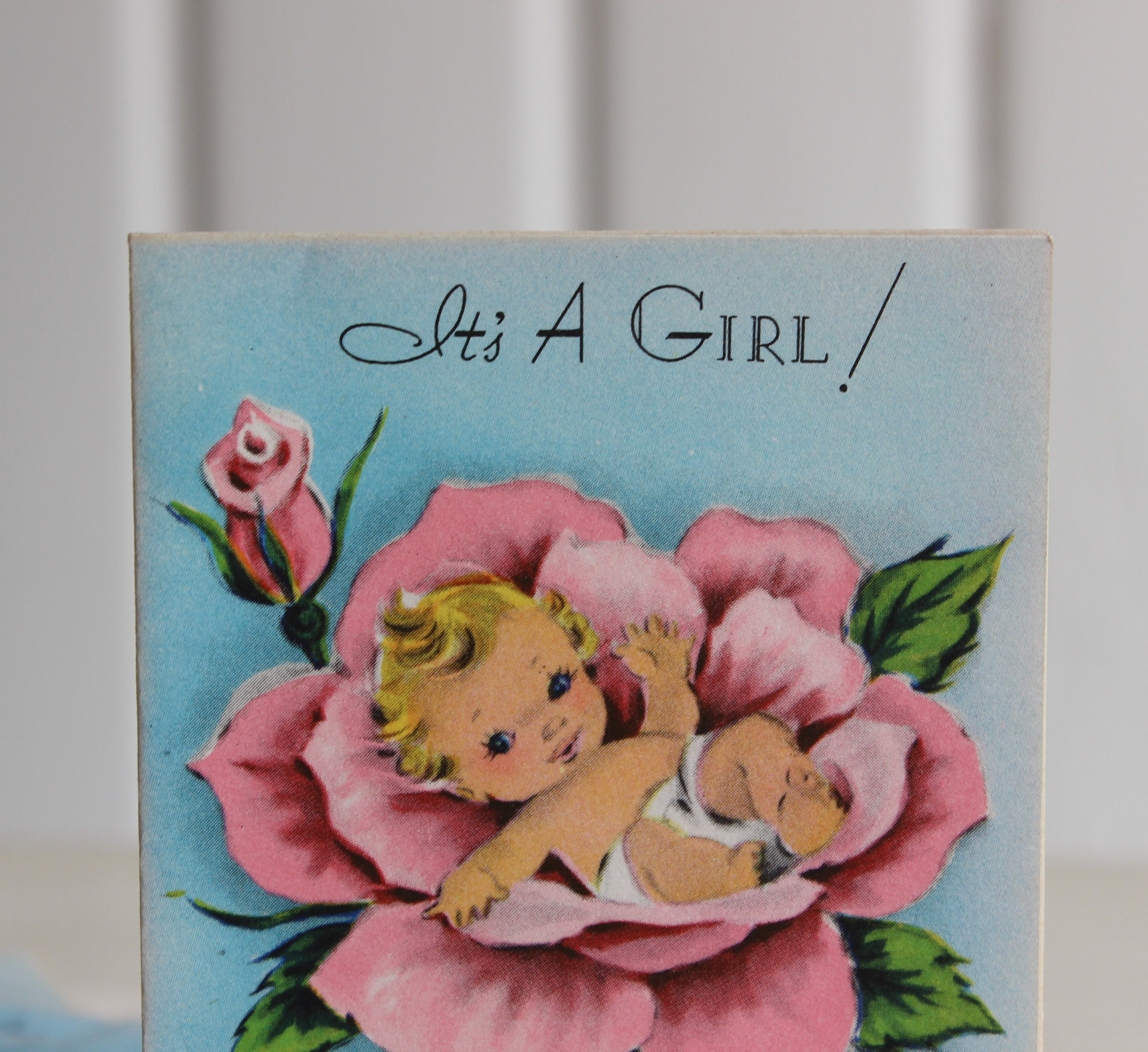 Vintage BABY GIRL Announcement Greeting Cards 1950s, It's A Girl