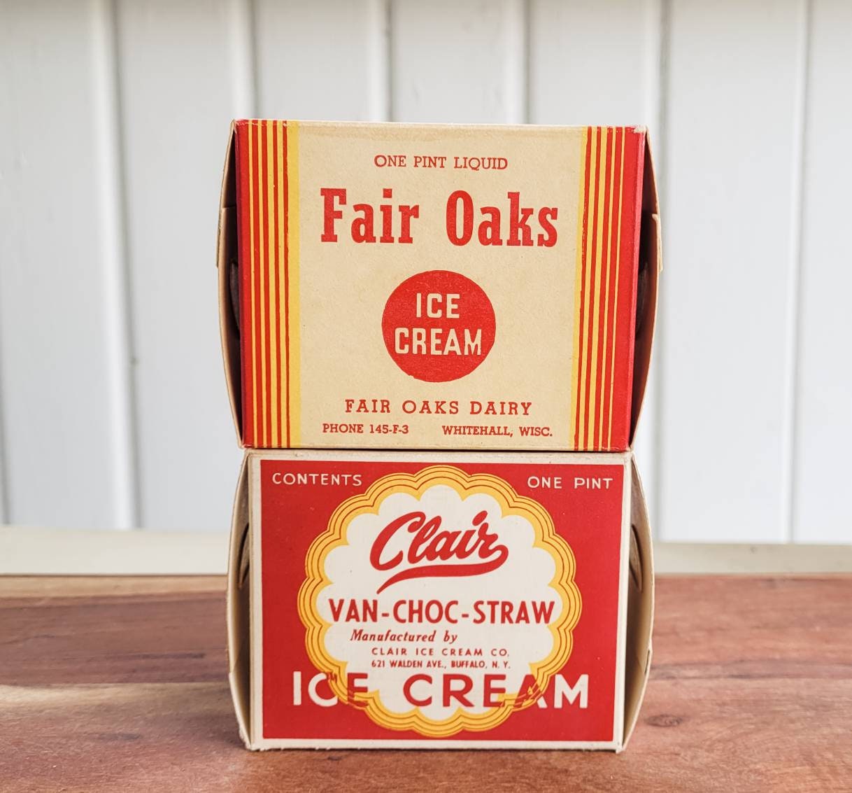 Pair of Cute Vintage ICE CREAM BOXES 1940s