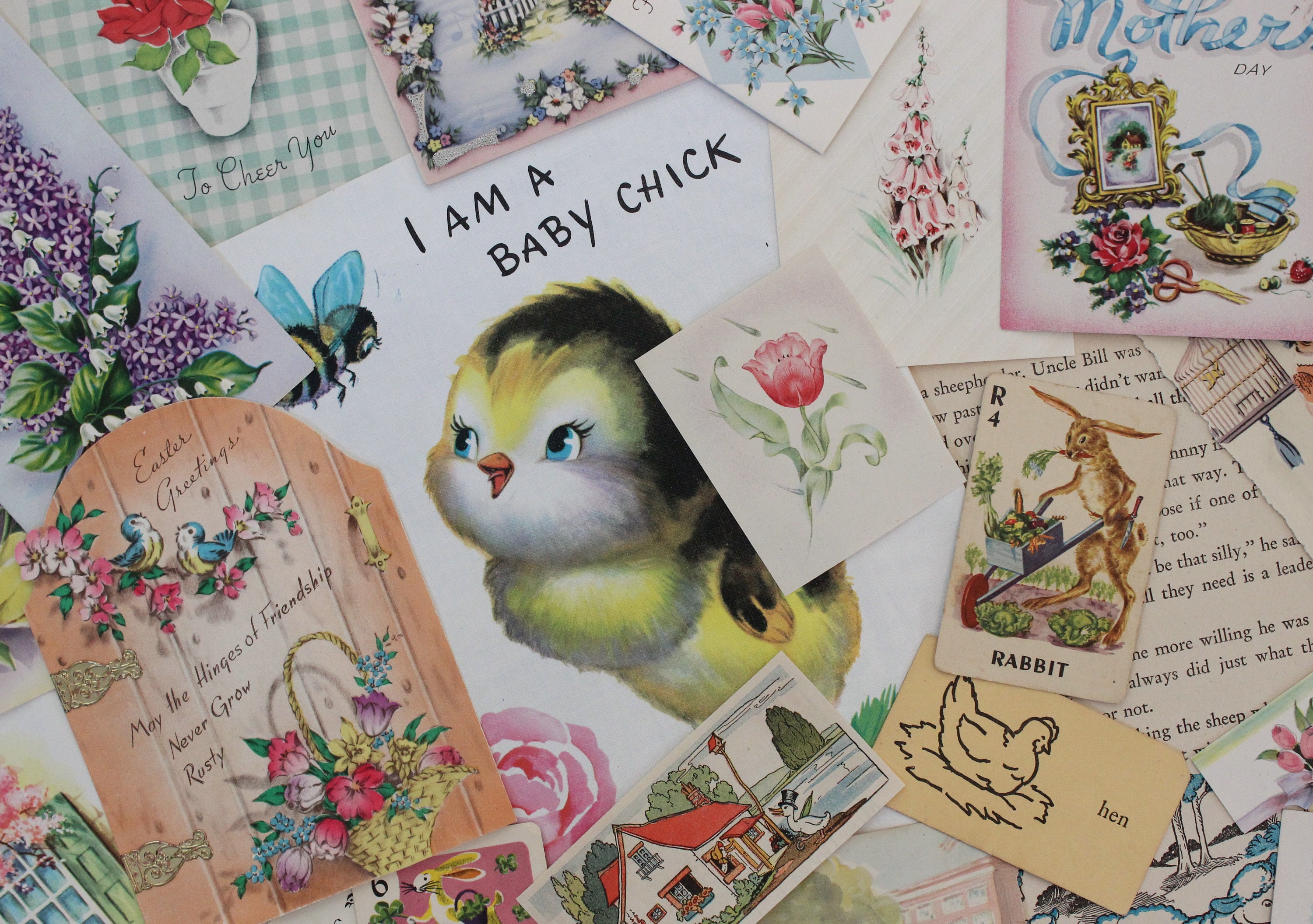 Vintage EASTER SPRING Ephemera Pack, 50 Pieces, Vintage Scrapbook Paper