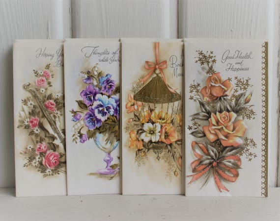 Unused VINTAGE GREETING CARDS Mid Century Floral Assorted, Vintage Ephemera