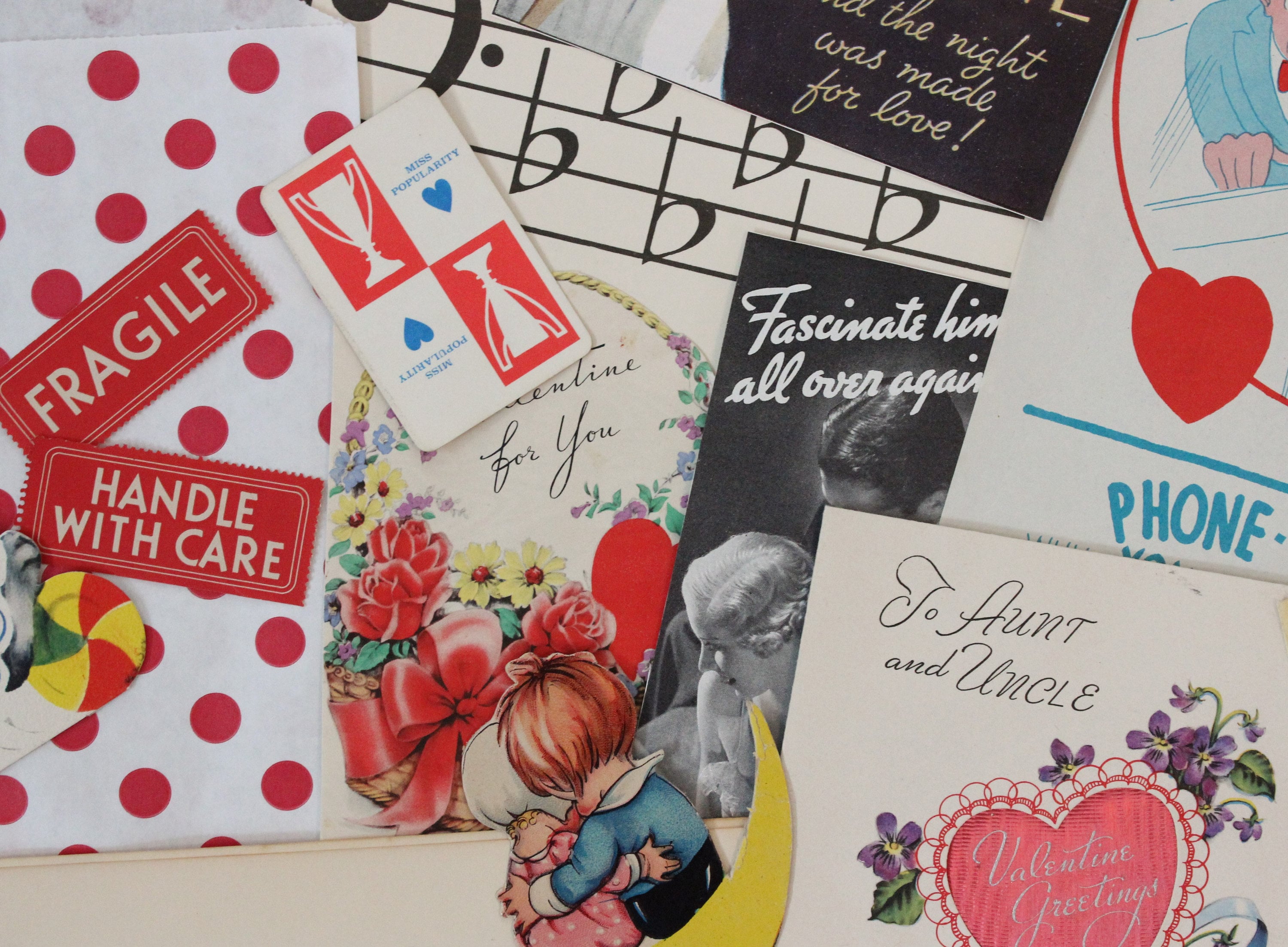 Vintage VALENTINE Ephemera Pack, Valentine Crafting Paper Supply