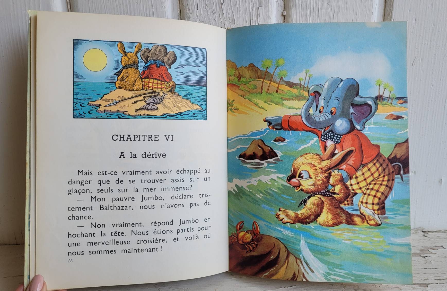 Rare Vintage FRENCH CHILDREN'S BOOK Jumbo Voyage 1960 Illustrated Elephant