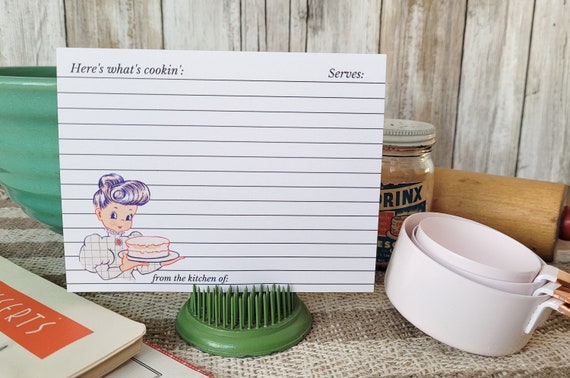 Cute RECIPE CARDS Vintage Inspired Mom's Home Cooking - Set of 15