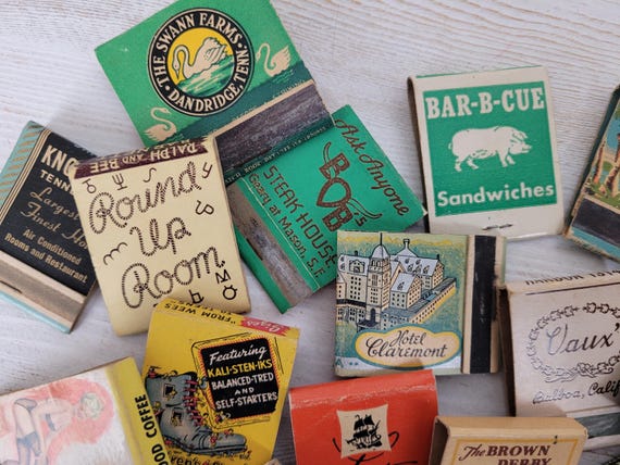 Vintage Matchbook Covers – Hollywood, Tiki, Las Vegas & More – Collectible Ephemera – Craft Supply – USED