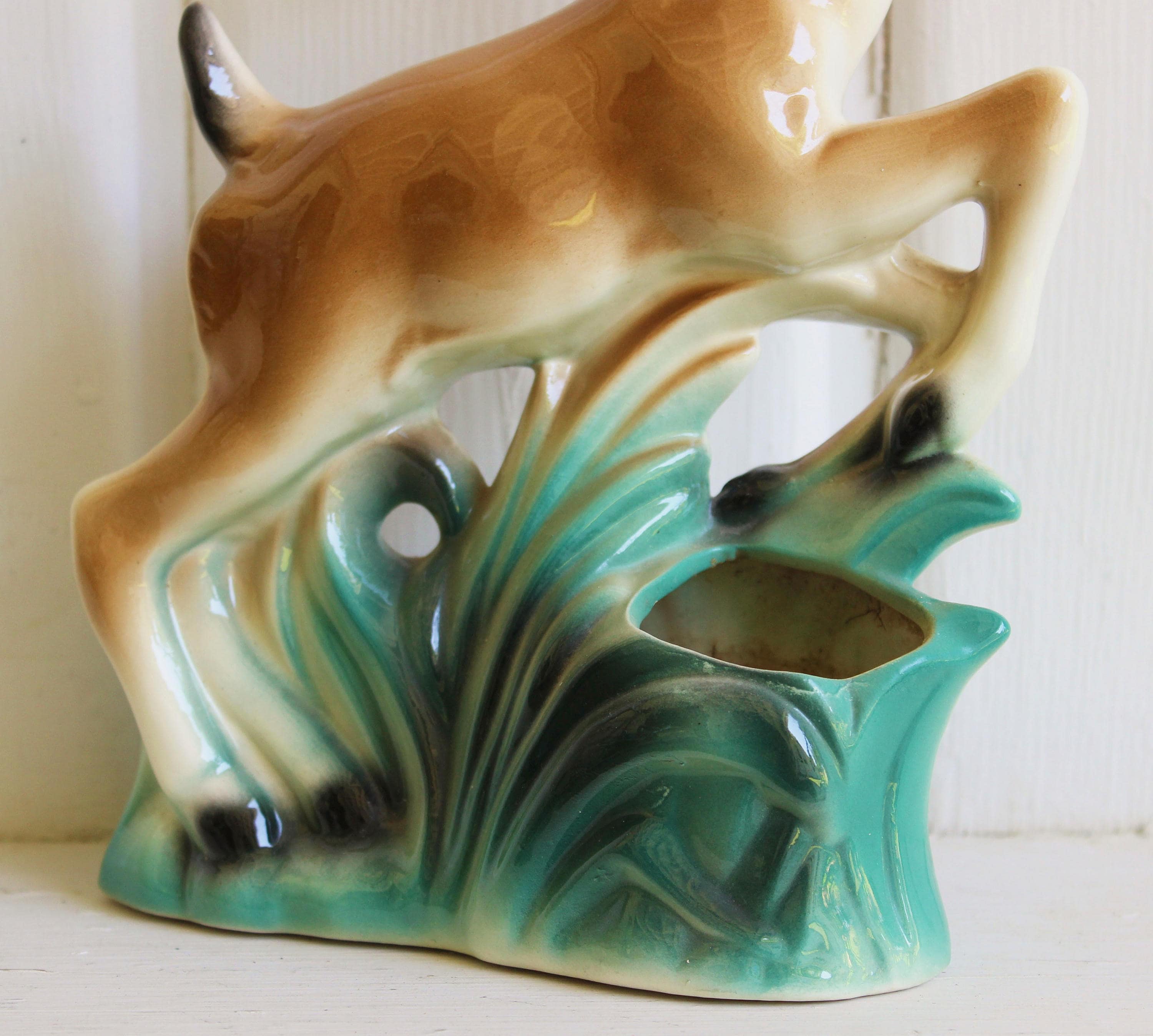 Vintage DEER PLANTER Pottery Art Deco 1940s Country Garden Etsy New