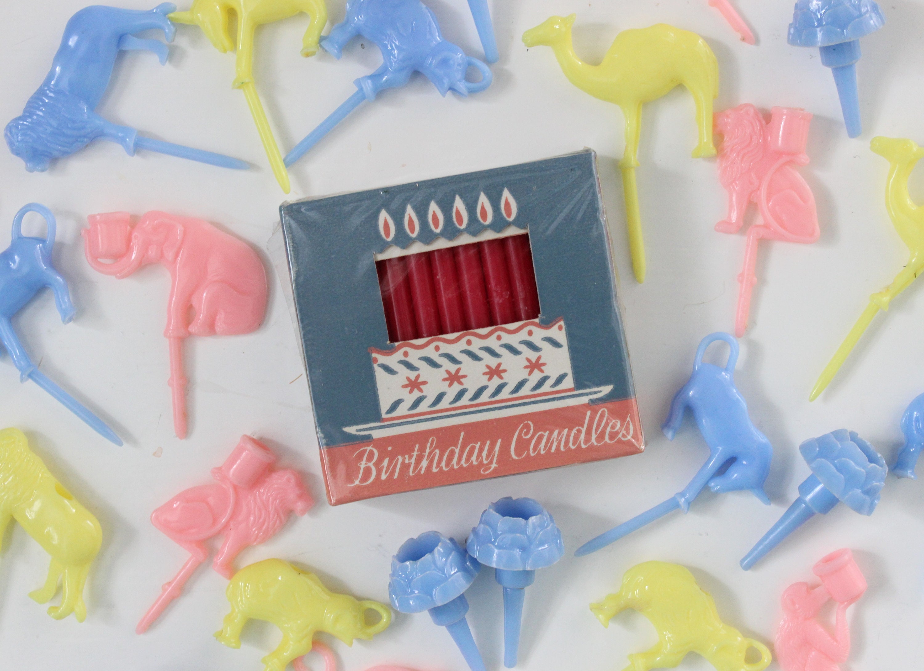 Vintage BIRTHDAY CANDLES & HOLDERS, Retro Birthday Party Decorations
