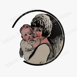 Antique MOTHER & BABY Hugging, Mother&#39;s Day Image, DIY Clip Art, Vintage Printable Digital Download