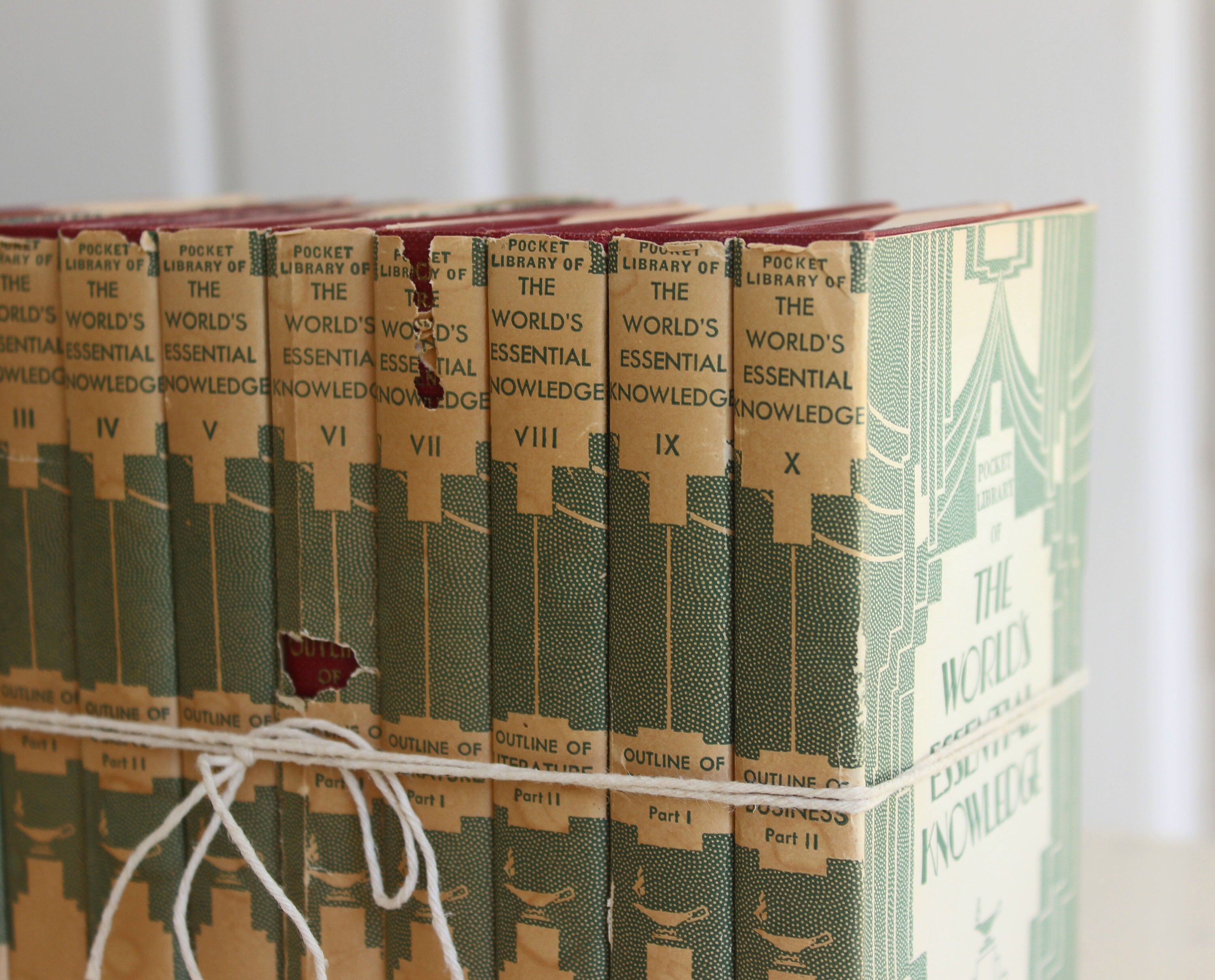 Antique POCKET LIBRARY Book Set, World's Essential Knowledge I X