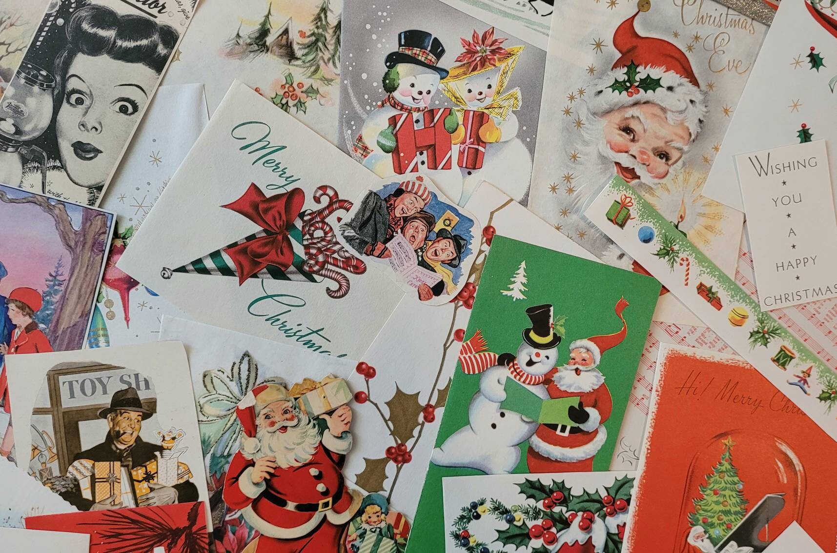 Huge Vintage CHRISTMAS EPHEMERA Pack 70 Pieces, Vintage Christmas