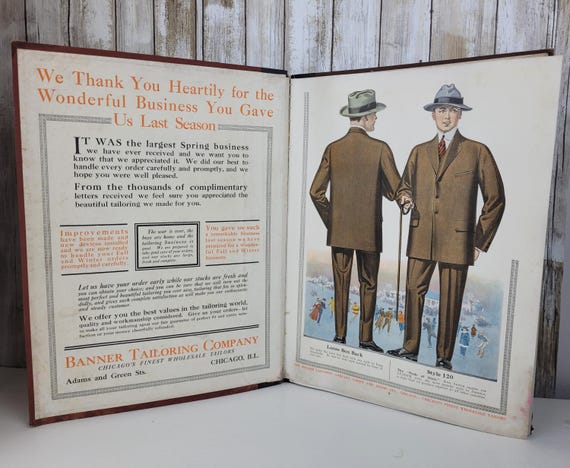 Rare 1919 Banner Tailoring Co. Salesman’s Sample Book – Chicago Art Deco Era Menswear