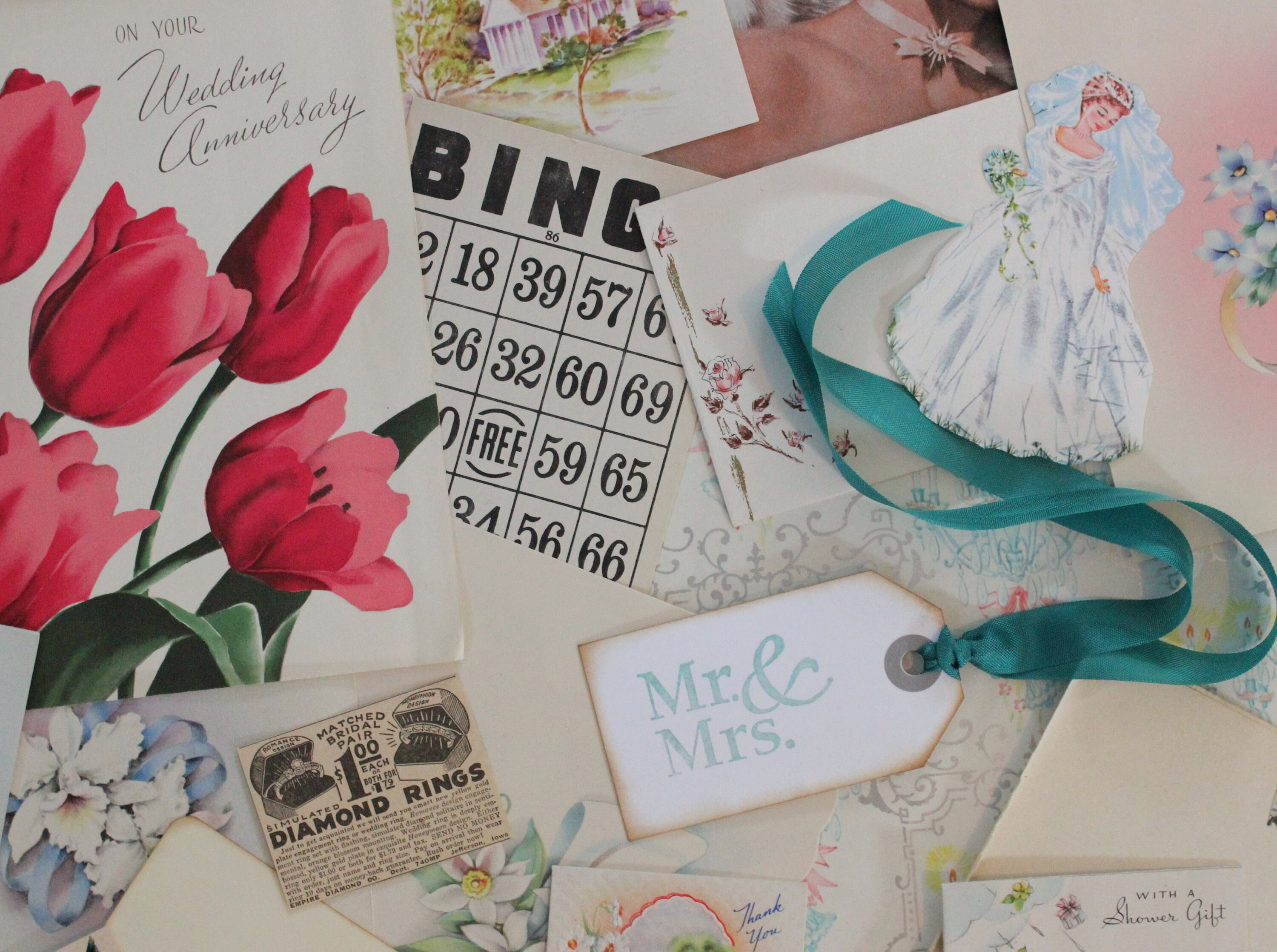 vintage wedding ephemera pack bride scrapbook supplies