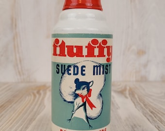 Rare FLUFFY SUEDE MIST Can, Mint & Red 1950s Kitschy Vintage Product