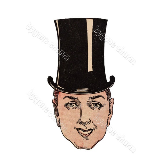Antique MAN WEARING TOPHAT Clip Art, Art Deco - Printable Digital Download