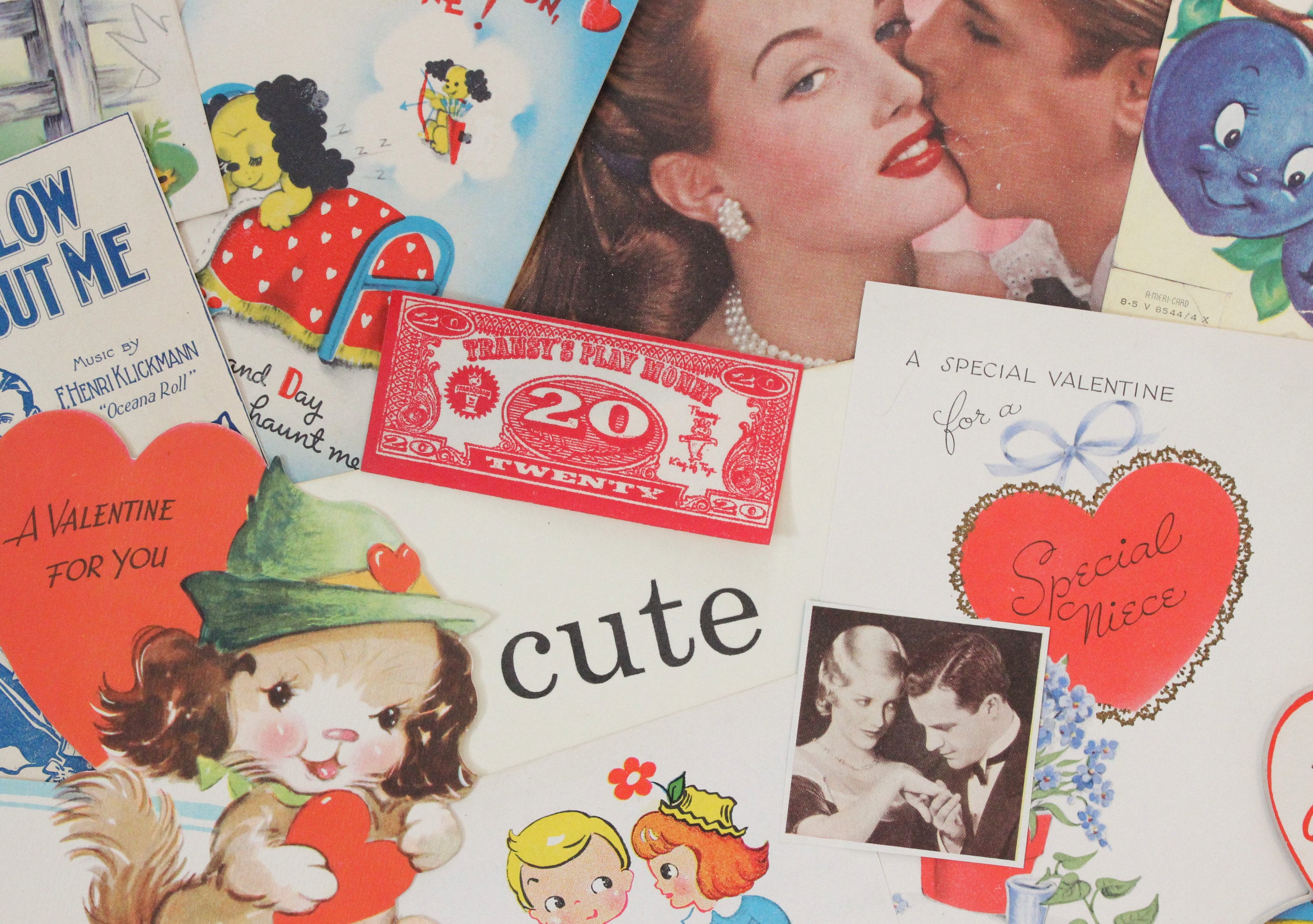 Vintage VALENTINE Ephemera Pack, Valentine Crafting Paper Supply