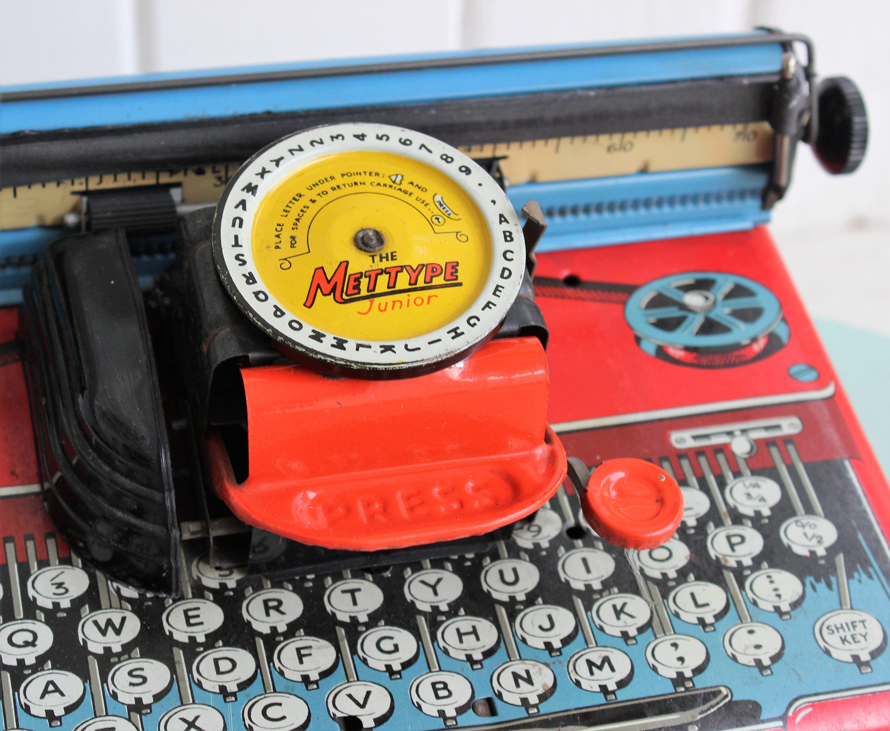 Rare Vintage Tin Toy Typewriter, METTYPE JUNIOR Made in Great Britain