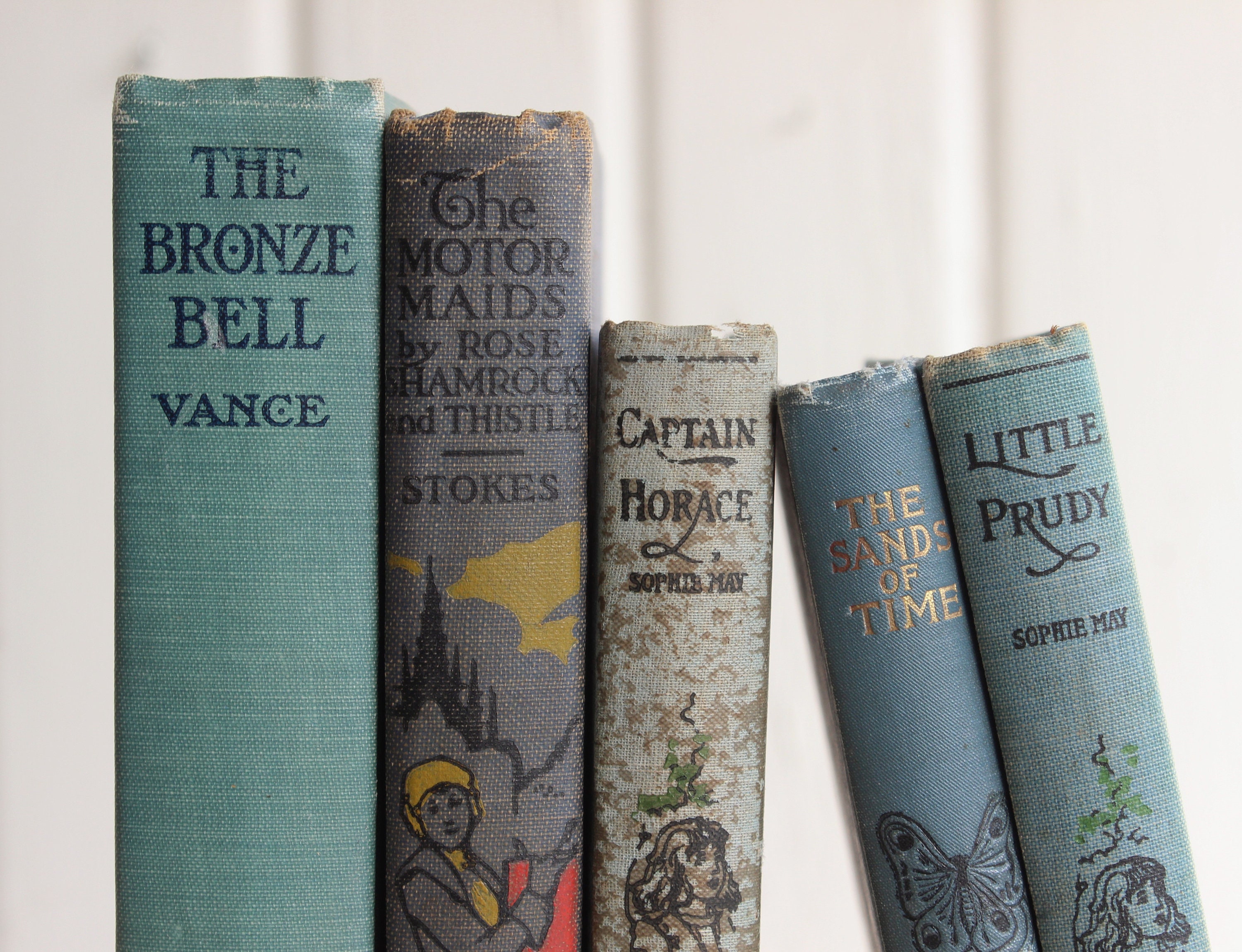 Antique BLUE BOOKS, Vintage Decorative Book Bundle, Shabby ...