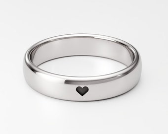 4mm Sterling Silver Promise Ring With Tiny Heart, Engraved