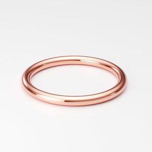 14K Rose Gold Band, 1.8mm Full Round Ring Band, Pink Gold Ring, Plain Round Ring Band, Simple Women&#39;s Wedding Band, Solid 14K Rose Gold Band