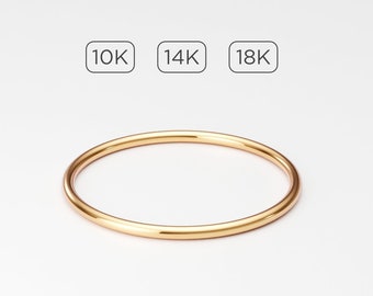 1mm Thin Solid Gold Band 10K 14K 18K Yellow Gold, Full Round Plain Ring Band, Ultra Thin Ring Spacer, Ring Divider, Midi Stacking Ring Band