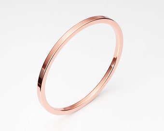 1mm ULTRA THIN 14K Rose Gold Band, Solid Gold, Square Tiny Plain Stacking Midi Knuckle Band, Flat Ring Spacer, Ring Divider, Ring Guard