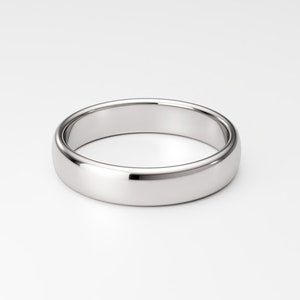 4mm Sterling Silver Wedding Band, Domed Silver Band. Plain Wide Rounded Low Dome. Classic Women&#39;s Men&#39;s Unisex Sterling Silver Wedding Ring