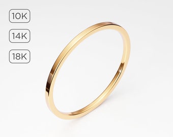 1mm ULTRA THIN Solid Gold Band 10K 14K 18K Yellow Gold, Square Tiny Plain Midi Knuckle Band, Flat Ring Spacer, Ring Divider Band, Ring Guard