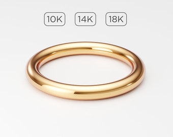 2.5mm Thick Solid Gold Band 10K 14K 18K Yellow Gold, Thick Full Round Band, Thumb Ring Band, Round Gold Wedding Band, Heavy Round Gold Band