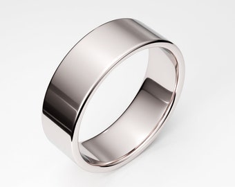 Plain Wedding Band Flat Mens and Womens 14k White Gold 3mm Wide Plain Wedding Band Flat Mens and Womens 14k White Gold 3mm Wide