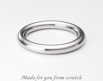 2.9mm or 3mm Thick Full Round Ring Band, Sterling Silver Donut Ring Band, Thumb Ring, Extra Thick Fully Rounded Wedding Band