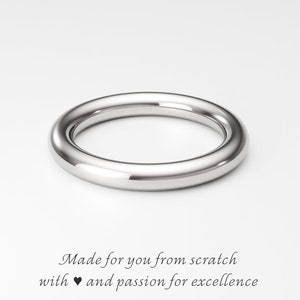 3mm Thick 950 Platinum Ring Band, Full Round Ring Band, Donut Band, Round Thumb Ring Band, Extra Thick Fully Round Wedding Band