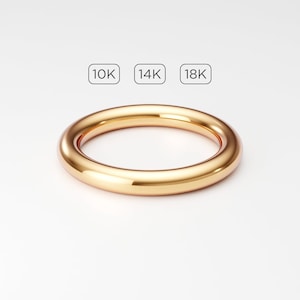 2.9mm Thick Donut Band, Solid Gold 10K 14K 18K Yellow Gold, Full Round Band, Thumb Ring, Gold Wedding Band, 3mm Round Band, Chunky Gold Band