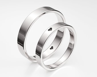 Promise Ring Set 3mm & 4mm, His and Hers Promise Rings, Matching