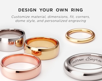 Design a Custom Ring Band! FREE with a Custom Ring Order. Modify any Ring Detail. 3D Previews & 1:1 Printable PDF of a Custom Wedding Band.