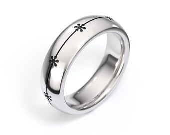 Anillo de corona de flores, alianza de boda para mujer, plata de ley con pequeñas flores, diseño floral, ideal para diario.