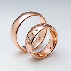 Lazycat Stainless Steel 18k Plated Rose Gold Double Flower Cherry Blossom Ring 8
