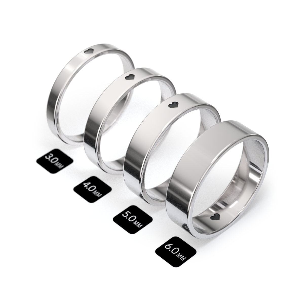 Men S Promise Ring With Heart Flat Sterling Silver Band Etsy