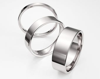 950 Platinum Flat Wedding Band: Solid PT950 Polished Ring
