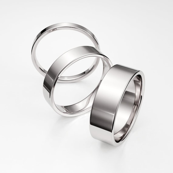 950 Platinum Flat Wedding Band: Solid PT950 Polished Ring