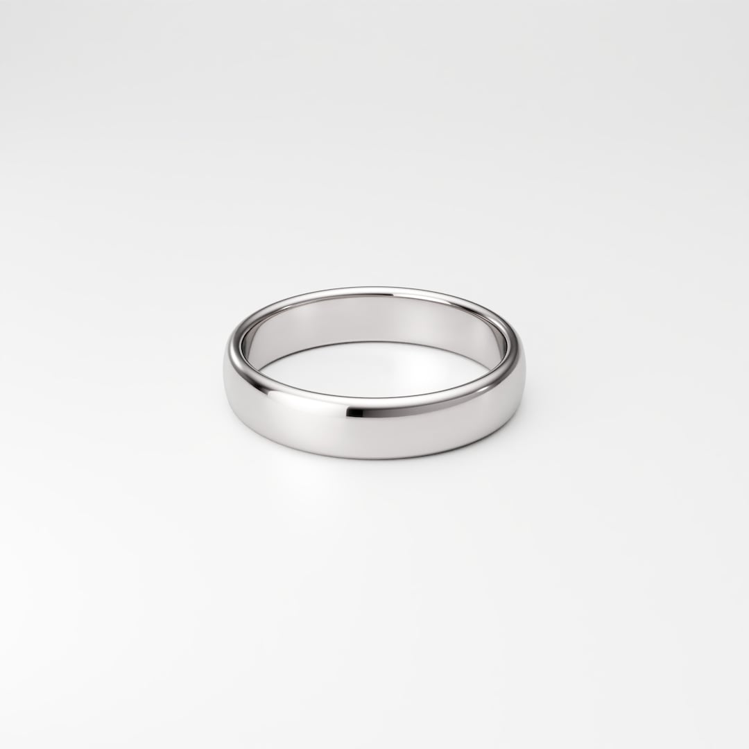 Sterling Silver Wedding Band: Unisex Flat Ring, 4mm Width