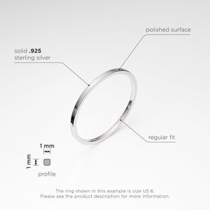 1mm ULTRA THIN Flat Sterling Silver Band, Dainty Square Ring Spacer, Divider, Guard Bild 2