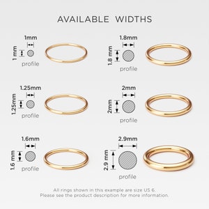 2.9mm Thick Gold Band 10K 14K 18K Solid Yellow Gold Full Round Band ...