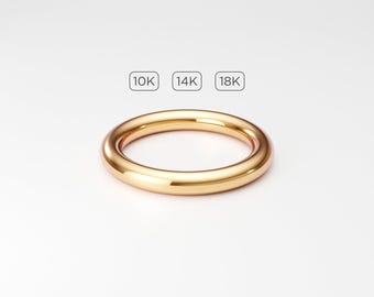 2.9mm Solid Yellow Gold Band: Thick Full Round Wedding or Stacking Ring Approx. 3mm (10K 14K 18K)