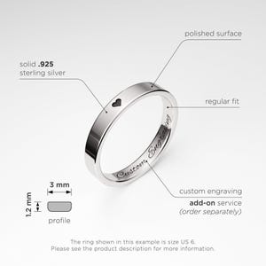 Promise Rings with Heart, His and Hers Promise Rings Set, Sterling Silver Rings 3mm & 5mm, Couple Rings Set, Matching Personalized Rings image 2