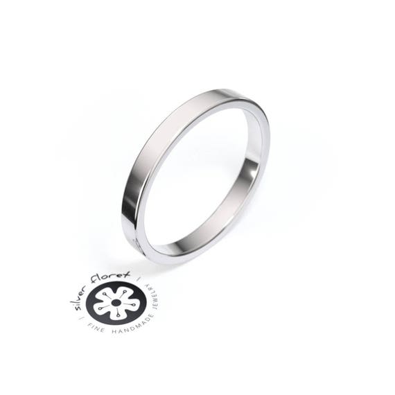 10k White Gold 2.5mm Flat Stacking Ring