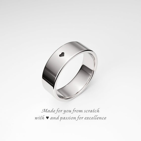 Promise Ring for Him 6mm Sterling Silver Promise Ring With a Tiny