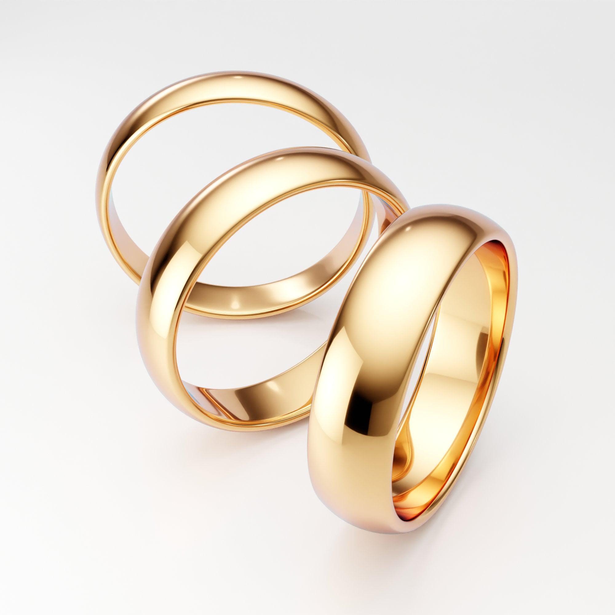 Men's Wedding Band: 14K Solid Yellow Gold Classic Plain Dome Wedding Men's Wedding Band: 14K Solid Yellow Gold Classic Plain Dome Wedding